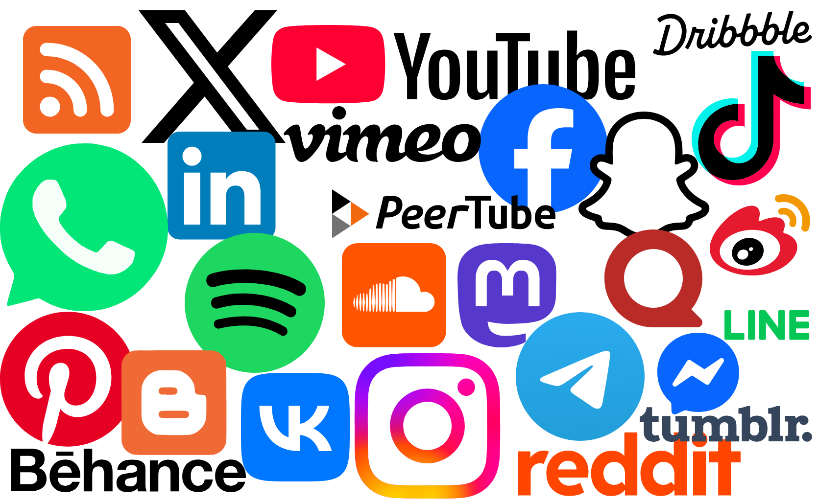 Collage of popular social media app logos